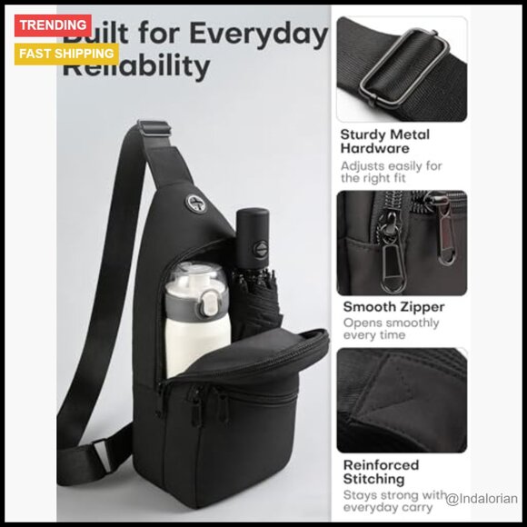 Compact Crossbody Sling Bag Adjustable Strap Travel Essentials Lightweight - Picture 7 of 7